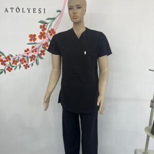 Siyah Soft Likralı Kumaş Üniforma